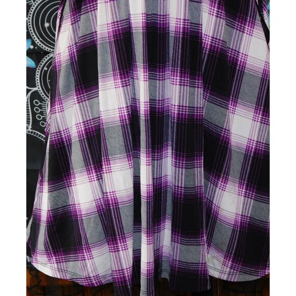 City Studio Gothic Purple And Black Plaid Mini Dress - Picture 4 of 5